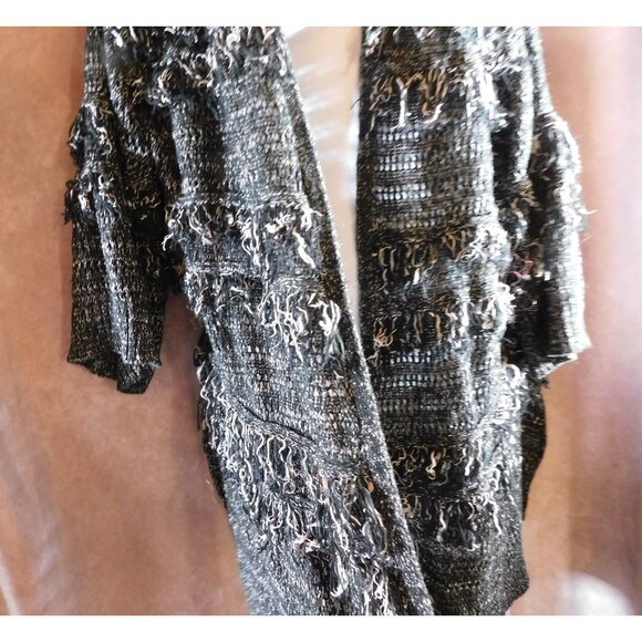 Whimsy Goth Black And White Shaggy Cardigan - Picture 6 of 8